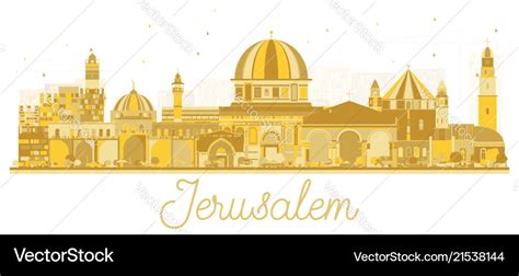 Jerusalem Israel Skyline Silhouette With Golden Vector Image