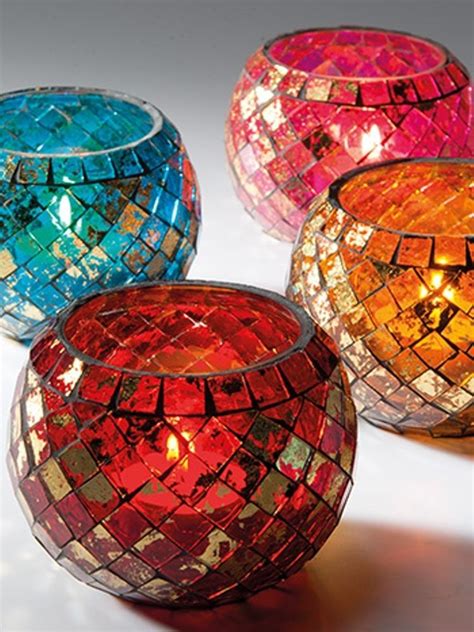 Details About Moroccan Mosaic Glass Tea Light Candle