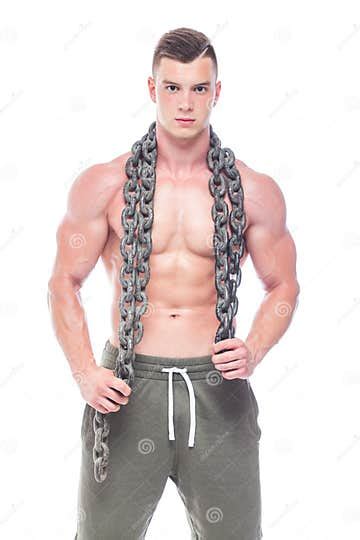The Perfect Male Body Awesome Bodybuilder Posing Hold A Chain