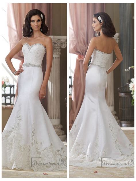 Beaded Sweetheart Lace Appliques Mermaid Wedding Dresses With Jeweled Band Waist 2450067 Weddbook