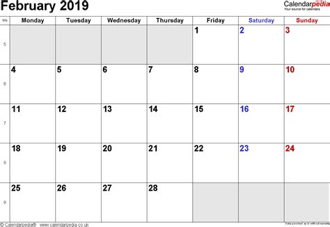 Alarmplan für das institut f. Calendar February 2019 UK, Bank Holidays, Excel/PDF/Word ...