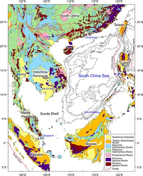Geological Map Of Southeast Asia Surrounding The Scs Modified After