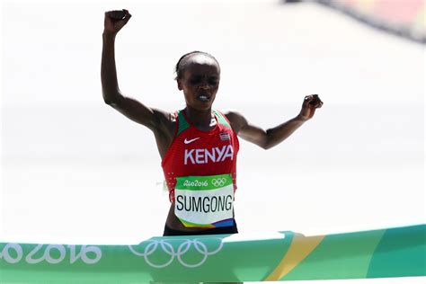 Kenyan Jemima Jelagat Sumgong Wins Gold Medal In Womens Marathon The