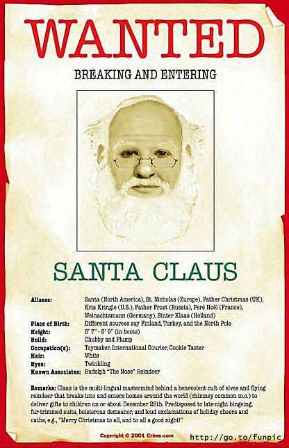Funny Santa Clause Wanted Poster 416×645 Santa