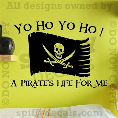 Yo Ho Yo Ho A Pirates Life For Me Flag Jack Sparrow Quote Vinyl Wall Decal Decor Ebay