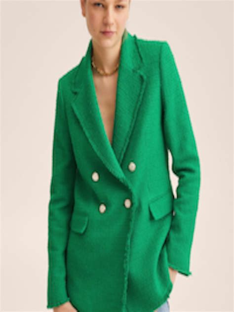 Buy Mango Women Green Tweed Double Breasted Oversize Fit Blazer Blazers For Women 18319556