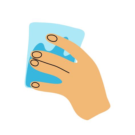 Human Hand Holding Glass Of Water Clipart In Flat Line Modern Style