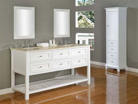 Shorter linen cabinets are often referred to as side cabinets and can be used in conjunction with the vanity cabinet to increase the countertop area. Bathroom Vanity And Matching Linen Cabinet | White vanity ...