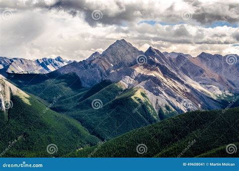 Scenic View Of Rocky Mountains Range Alberta Canada Stock Image