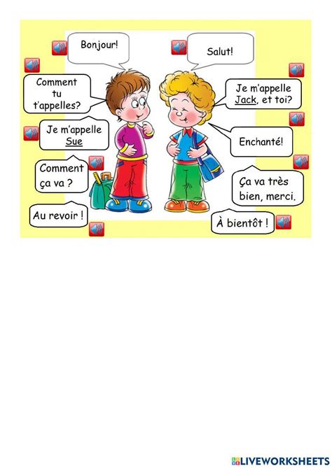 Les Salutations Français Langue Étrangère Fle Worksheet French