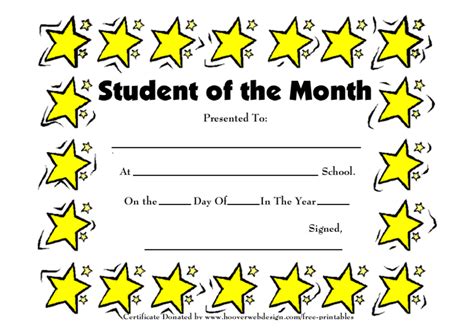 Free Printable Student Of The Month Certificate
