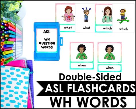 Asl Wh Question Words Flash Cards American Sign Language Asl Etsy España