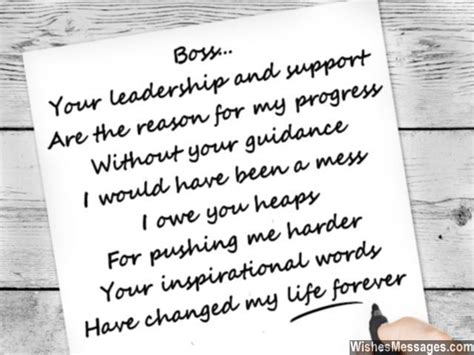 This sentence reflects that every employee always tends to do all tasks according to the wish of his boss. Farewell Poems for Boss: Goodbye Poems | Birthday wishes ...