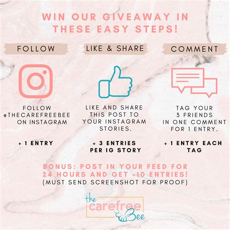 Instagram Giveaway Template The Carefree Bee Instagram Giveaway