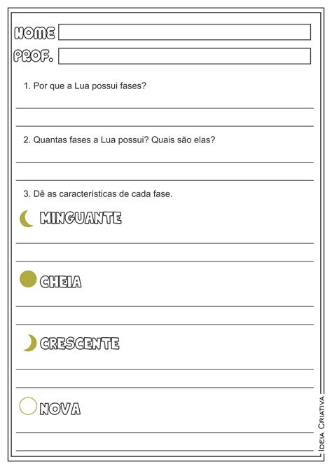 Exercícios Sobre As Fases Da Lua 8 Ano Com Gabarito
