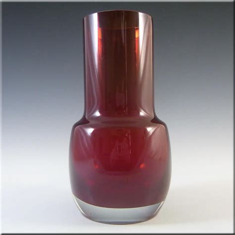 Riihimaki 1483 Riihimaen Lasi Oy Red Glass Vase Riihimaki Vase Red Glass