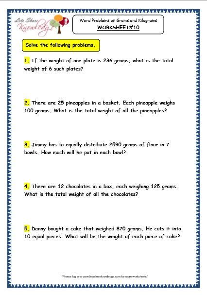 Mixed multiplication and division word problems. Grade 3 Maths Worksheets: (12.8 Word Problems on ...