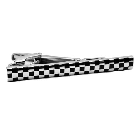 Black And Silver Checked Tie Bar 20 The Cufflink Club Adelaide