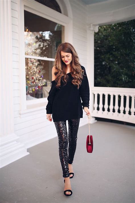 Sequin Leggings Holiday Outfit Christmas Party Outfits Casual