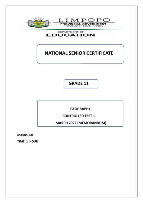 Memo Grade 11 Smsklssm National Senior Certificate Grade 11