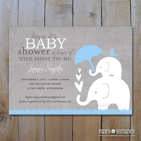 Elephant Baby Shower Invitations Printable