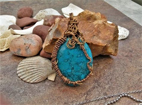 Turquoise Howlite Wire Wrapped Pendant Choose Your Etsy Turquoise