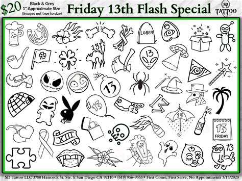 Friday The Th Flash Sheet Print Tattoo Flash Sheet Friday The Th