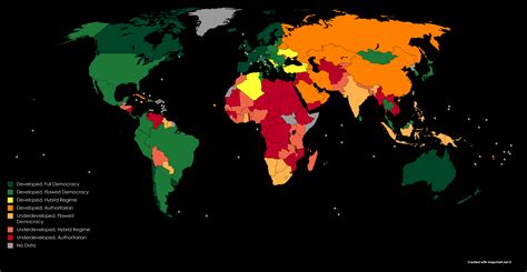 Development Map Of The World Using Hdi And Democracy Index Statistics