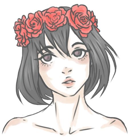 girl asian anime kawaii flowercrown sticker by sherry420