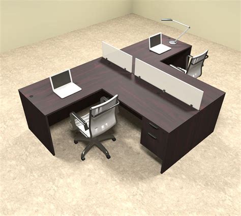 Two Person L Shaped Divider Office Workstation Desk Set Ot Sul Sp55
