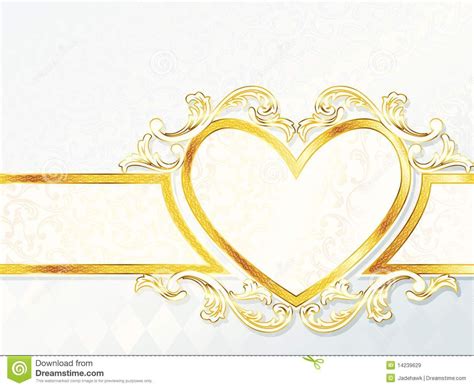 Horizontal Rococo Wedding Banner With Heart Emblem Stock Within Wedding
