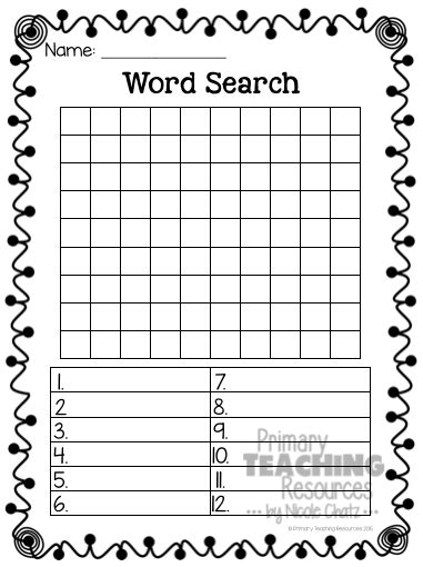 Freebie Make Your Own Word Search Template Spelling Words Word Find