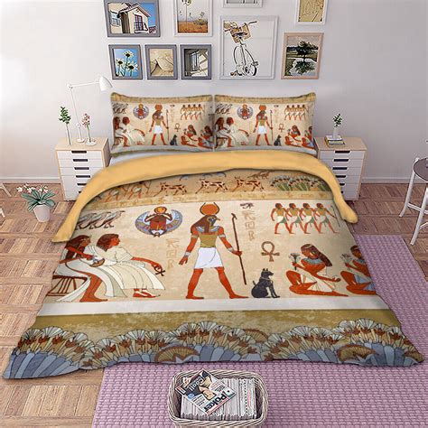 Ancient Egyptian Quilt Doona Duvet Cover Set Double Queen King Size Bedding Set Ebay