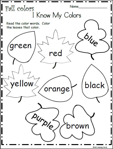 Kindergarten Matching Colors Worksheet Free Flower Color Words