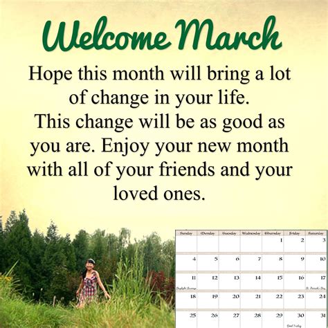 March 2018 Quotes Calendar March Quotes Hello March Calendar