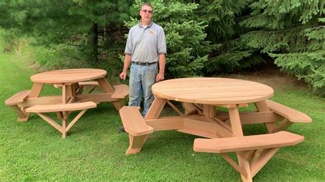 How To Build A Round Picnic Table And Benches Brokeasshome Com