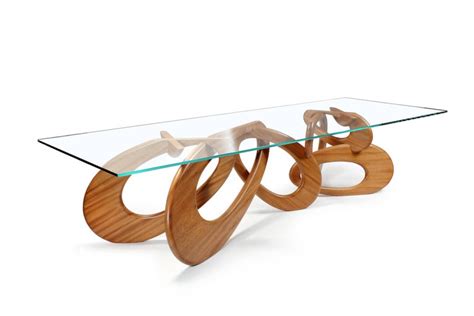 Dining Table Solid Wood Rings Sculpture Glass Crystal Top Collectible Design For Sale At 1stdibs