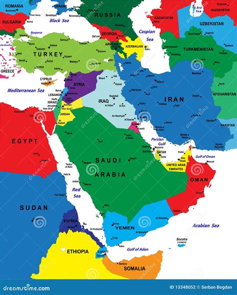 Mapa Político De Médio Oriente Fotografia De Stock Imagem 13348052