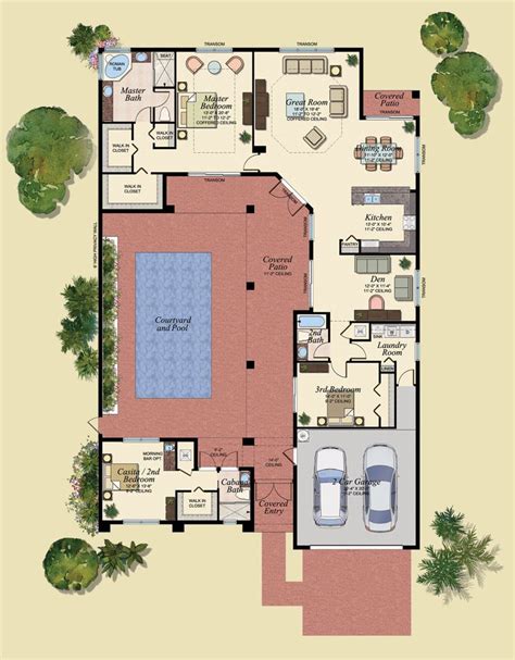 Courtyard Home Floor Plans Good Colors For Rooms