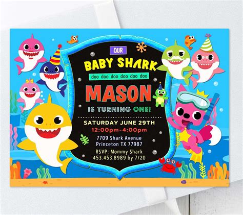 Free Baby Shark Birthday Invitation Template Printable Templates