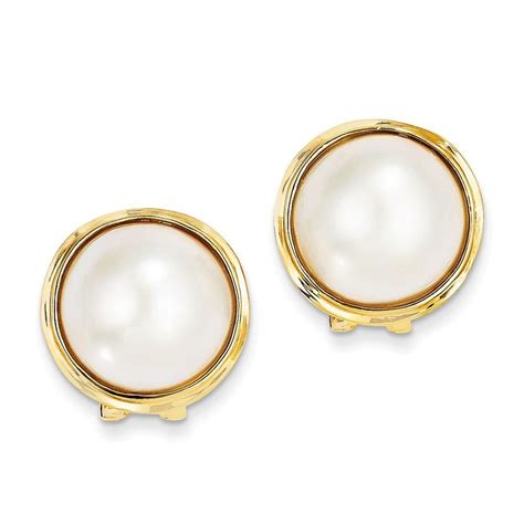 K Yellow Gold Cultured Mabe Pearl Earrings Pearl Earrings Mabe