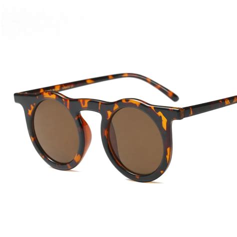 vintage round sunglasses for men black white leopard retro small punk styles sun glasses for