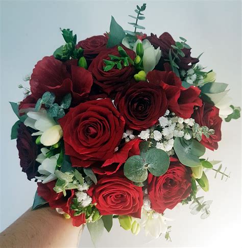 Beautiful Red Rose Handtied Bridal Bouquet Weddinginspiration
