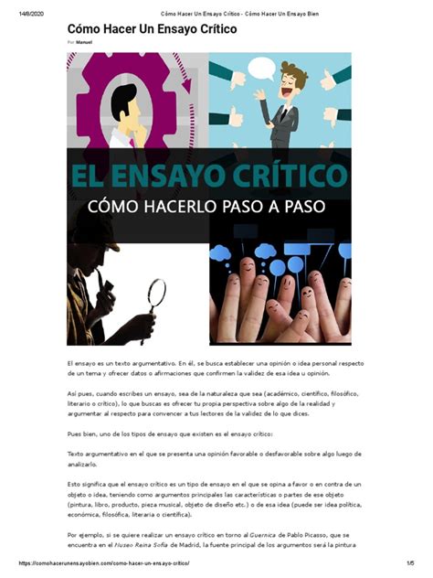 Cómo Hacer Un Ensayo Crítico Cómo Hacer Un Ensayo Bien Pdf