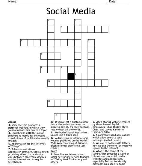 Social Media Crossword Wordmint
