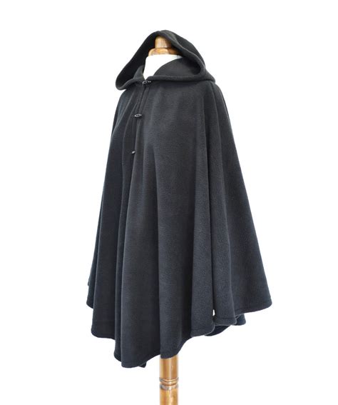 Womens Black Handmade Cape Black Hooded Cloak Plus Size Etsy