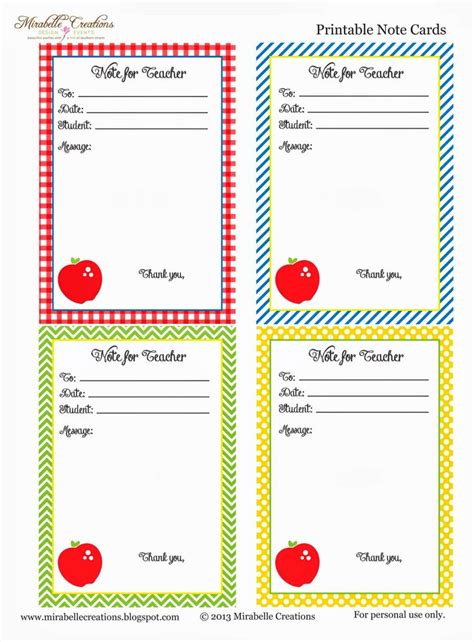Back To School Free Printable Note For Teacher Cards Mirabelle