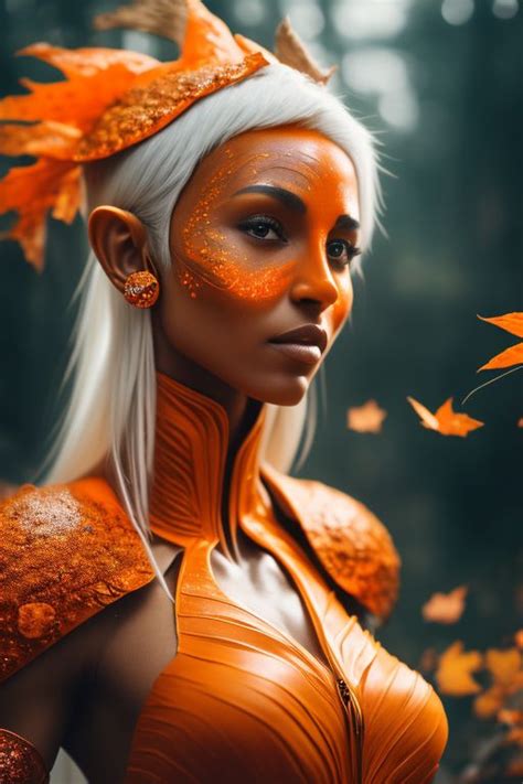 Silverevermoore Orange Humanoid Female Eladrin With Orange Skin Her