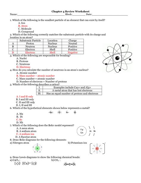 11 Atom Worksheets With Answer Keys