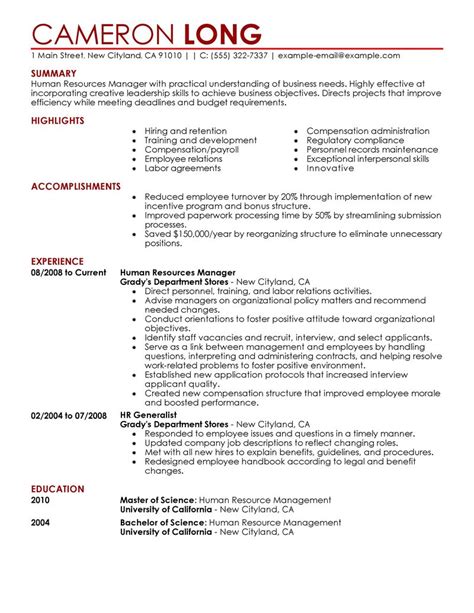 A cv, short form of curriculum vitae, is similar to a resume. Best Human Resources Manager Resume Example | LiveCareer